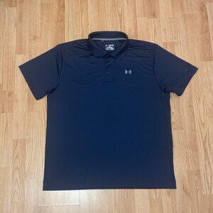 Under Armour Loose Fit Heat Gear Short Sleeve 2XL Golf Polo Navy Blue